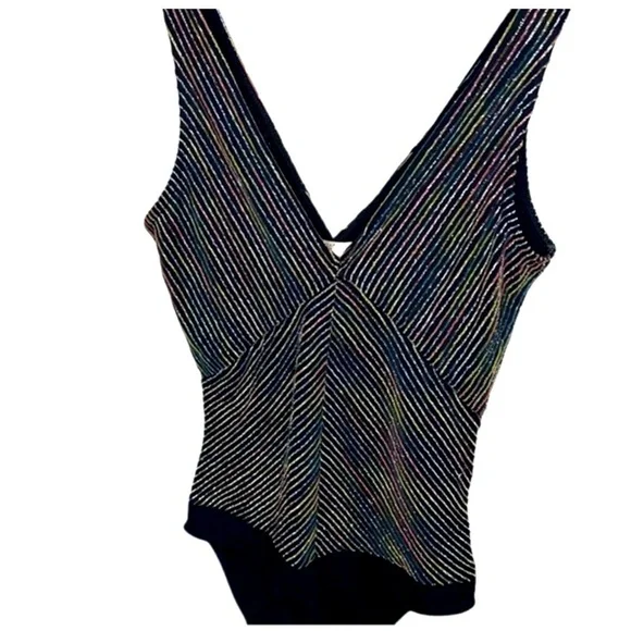 Zara Sparkly Glitter Multicolor Stripe Bodysuit - Picture 3 of 3